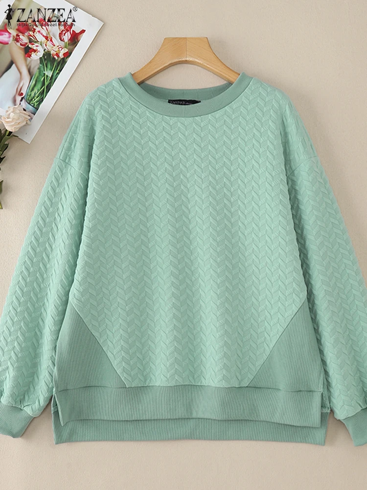 

Korean Women Sweatshirts 2024 Autumn Jumper Sweater ZANZEA Fashion Long Sleeve O Neck Hoodies Casual Patchwork Pullover Oversize