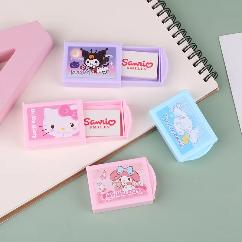 1PCS Random Kawaii Student Stationery Cute Card Sets With Creative Erasers Gift Cartoon Drawer Box Eraser