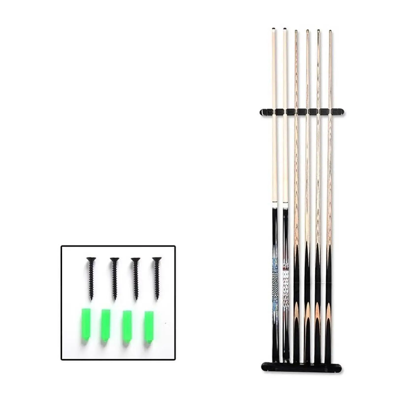 Wall Mounted Billiard Cue Rack with Screws for Pool Cue Storage