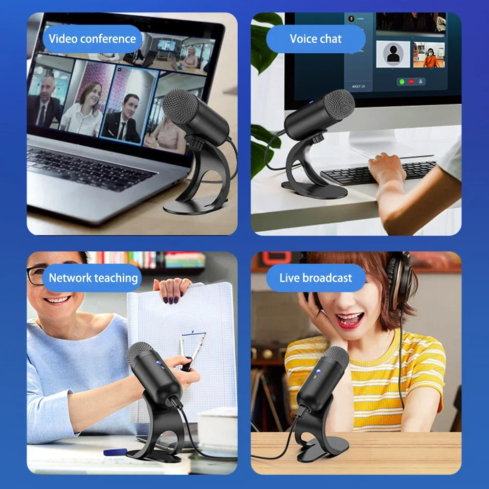 USB Wired Microphone Noise Reduction Gaming PC Microphone for Streaming Podcasts Desktop Computer Condenser Mic 2024 Gift