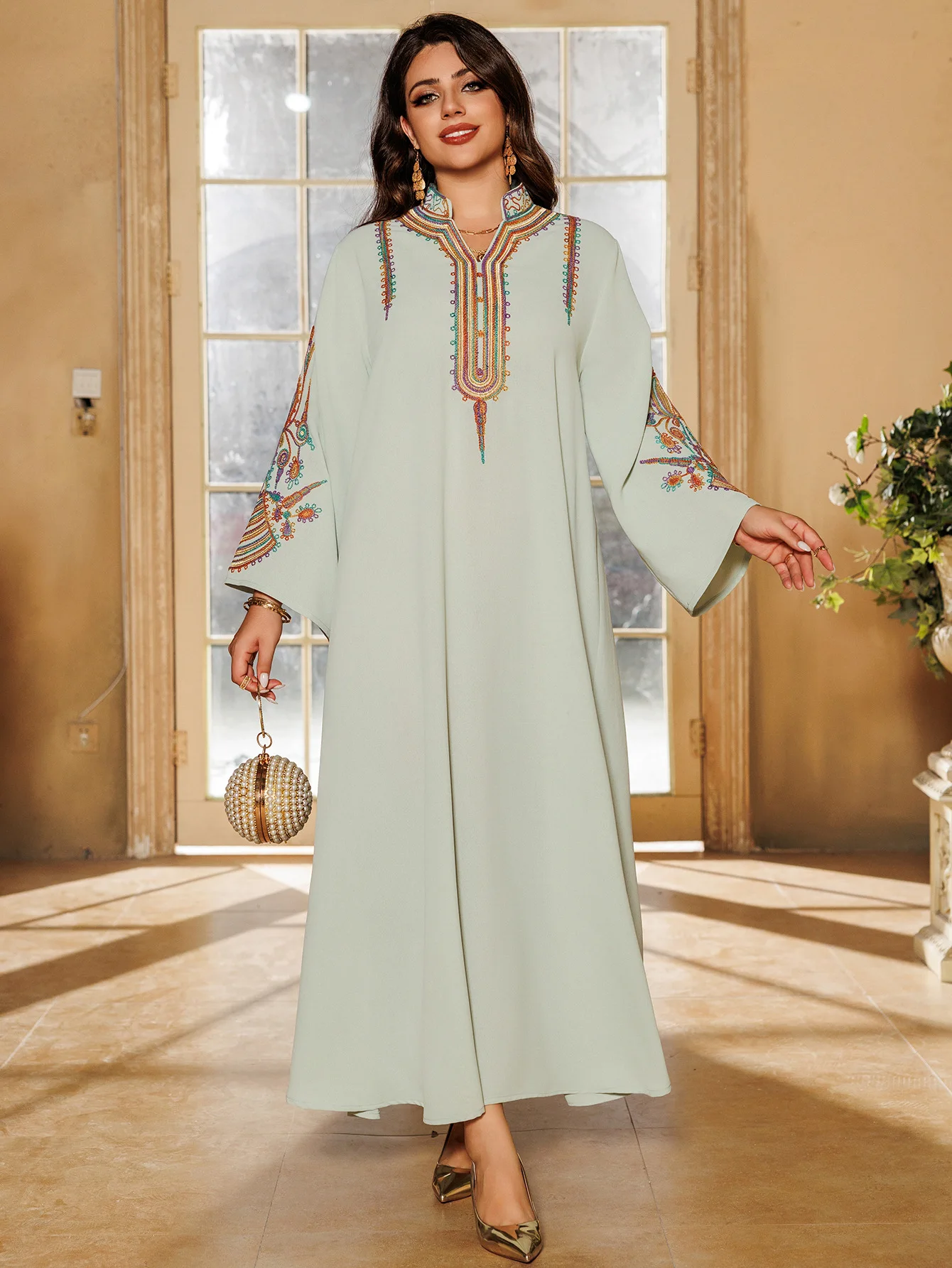 Haftowana sukienka muzułmańska dla kobiet moda marokański Kaftan Ramadan Eid Djellaba islamski Femme dubaj Abaya Kaftan kaftan Jalabiya