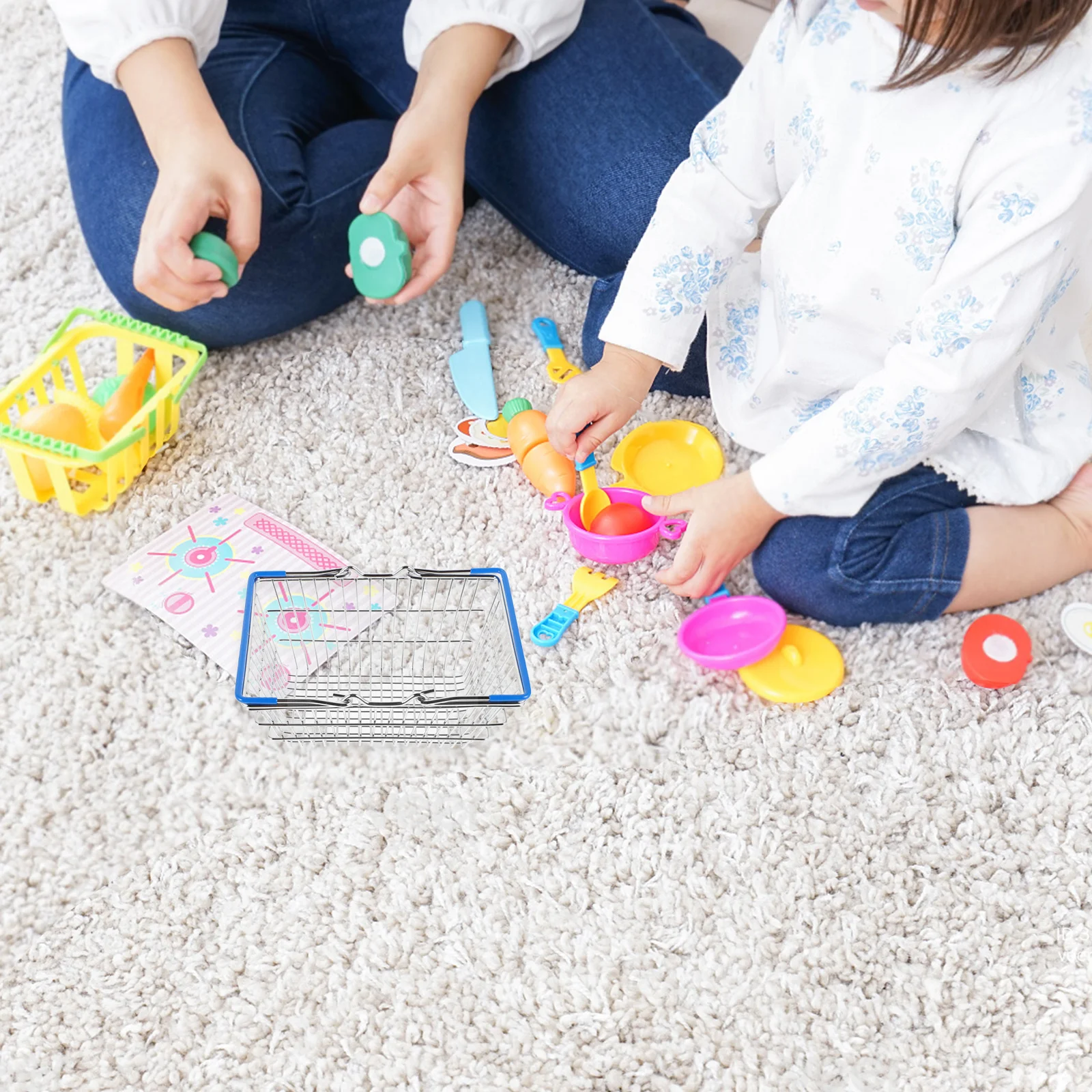 سلة تخزين سلكية معدنية صغيرة للتسوق للأطفال أشتات عناصر صغيرة منظم سطح المكتب لعب سلة البقالة ديكورات المنزل #5