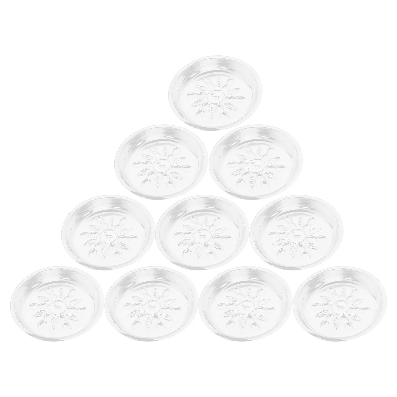 10Pcs Clear Round Plant Tray Set Leaf Pattern Plastic Pot Saucers Water Drainage Flower Pot Drip Tray Indoor Outdoor Use
