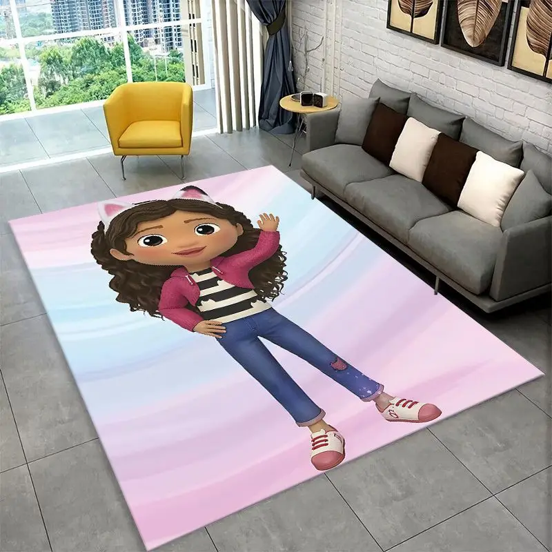 Cute G-Gabbys Dollhouse Cartoon Girl Non-Slip Area Rug for Living Room Bedroom Playroom,Carpet Floor Mat for Home Decor Holiday