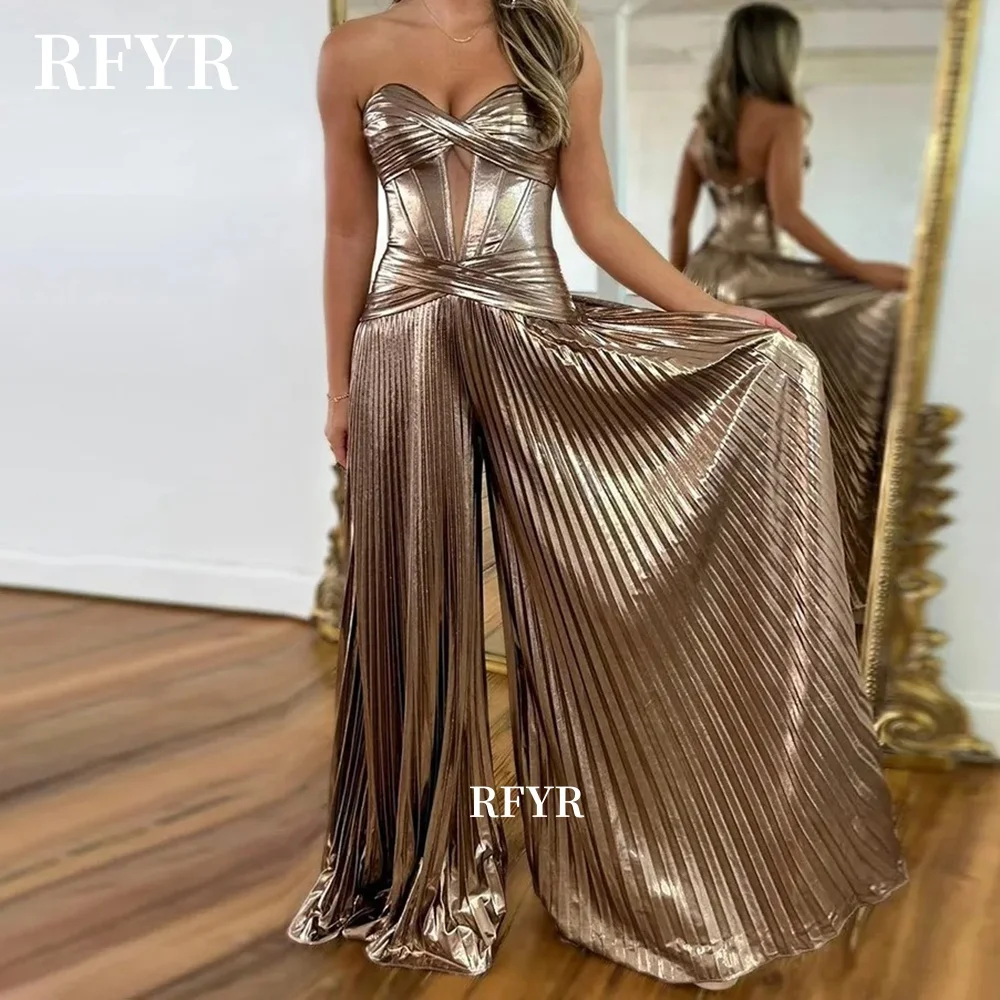 

RFYR Sweetheart Evening Dress with Pants Prom Dresses Gold Formal Occasion Party Dress for Women Customized