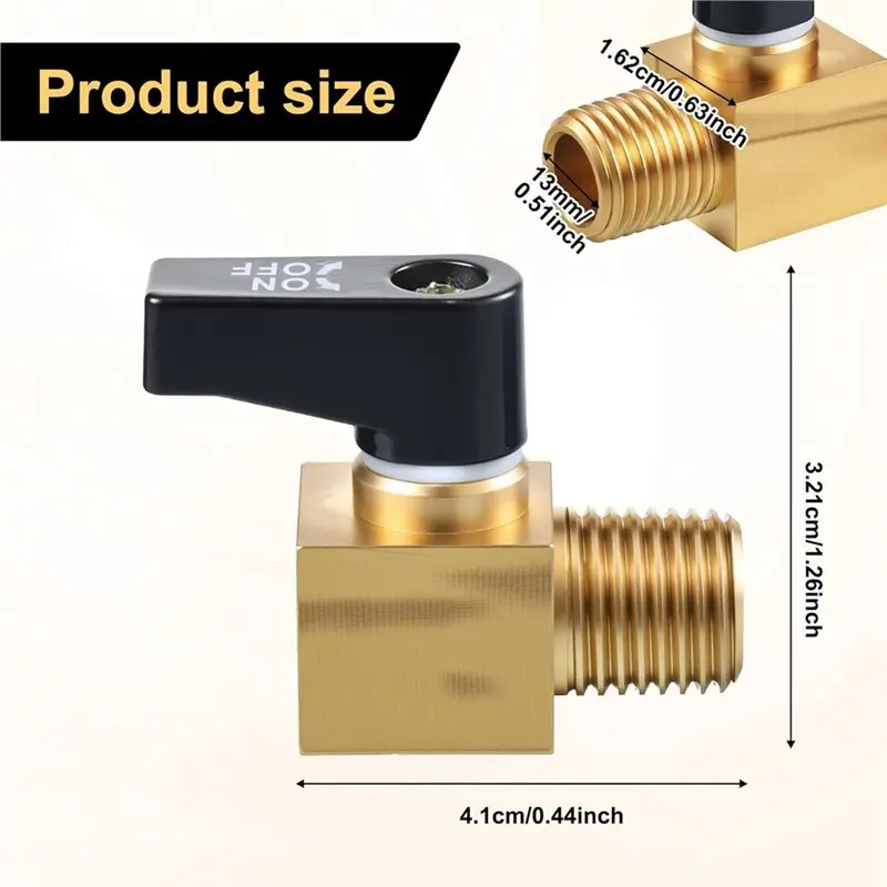 【كفاءة 】صمام تصريف خزان الهواء النحاسي صمامات كروية صغيرة 2 قطعة 1/4 بوصة NPT ذكر X NPT أنثى قطع غيار ضاغط الهواء #6