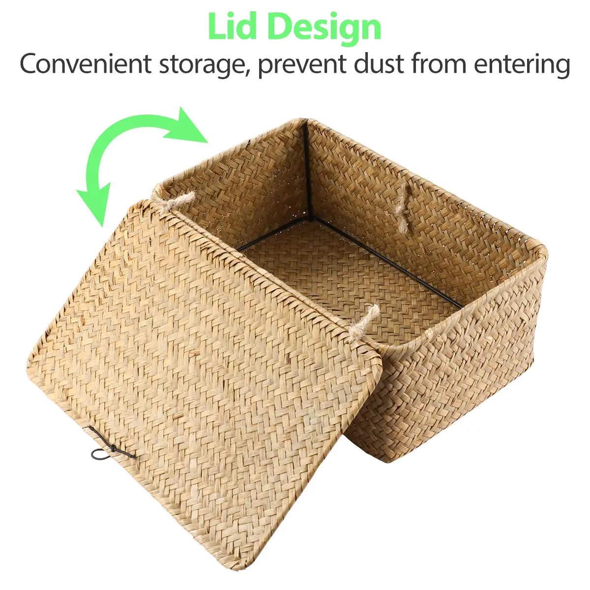 

Seaweed Woven Storage Basket Small Hamper Desktop ganizer Straw Baskets Shelves Eco Friendly Retro Style Home Storage Solution