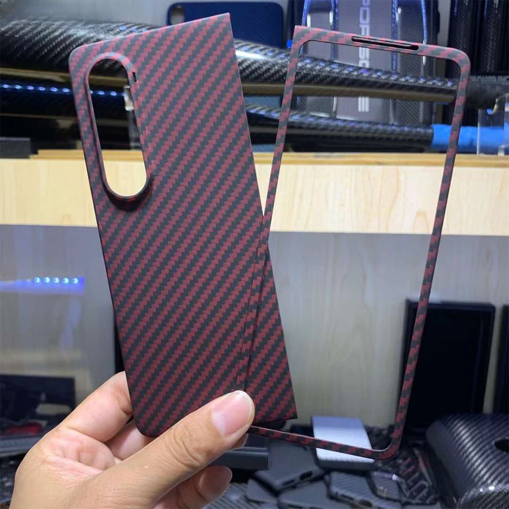 

Dropshipping Real Aramid Fiber Red Carbon Fiber Phone For Samung Galaxy Z Fold 4 Fold4 Ultra Thin Z Fold 3 Fold3 Full CASE Cover