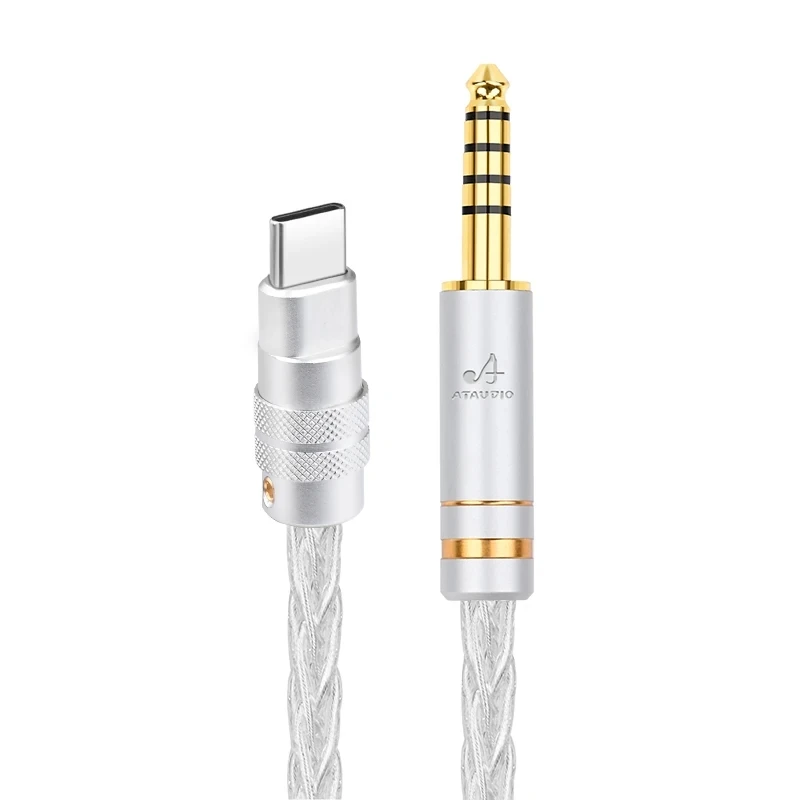 ATAUDIO HIFI reinem silber Typ-C Zu 2,5mm 3,5mm 4,4mm Audio Kabel Stecker-stecker 3,5mm AUX Audio Kabel Für Hirse 6 Und Auto Audio Kabel 4