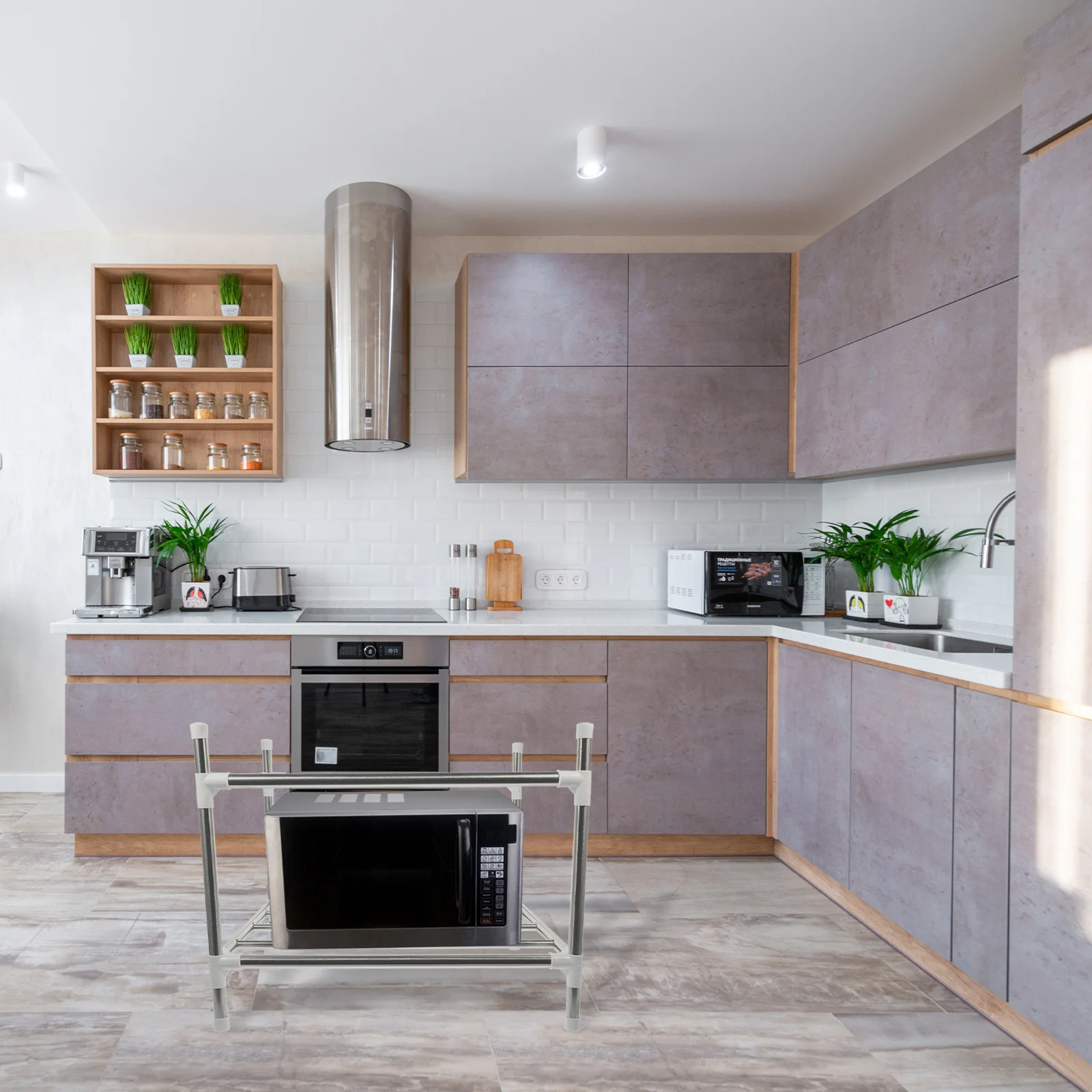 

Heavy Duty Kitchen Pot Organizer Rustproof Floor Standing Rack for Pans Pots and Cookware Multi-Function Storage