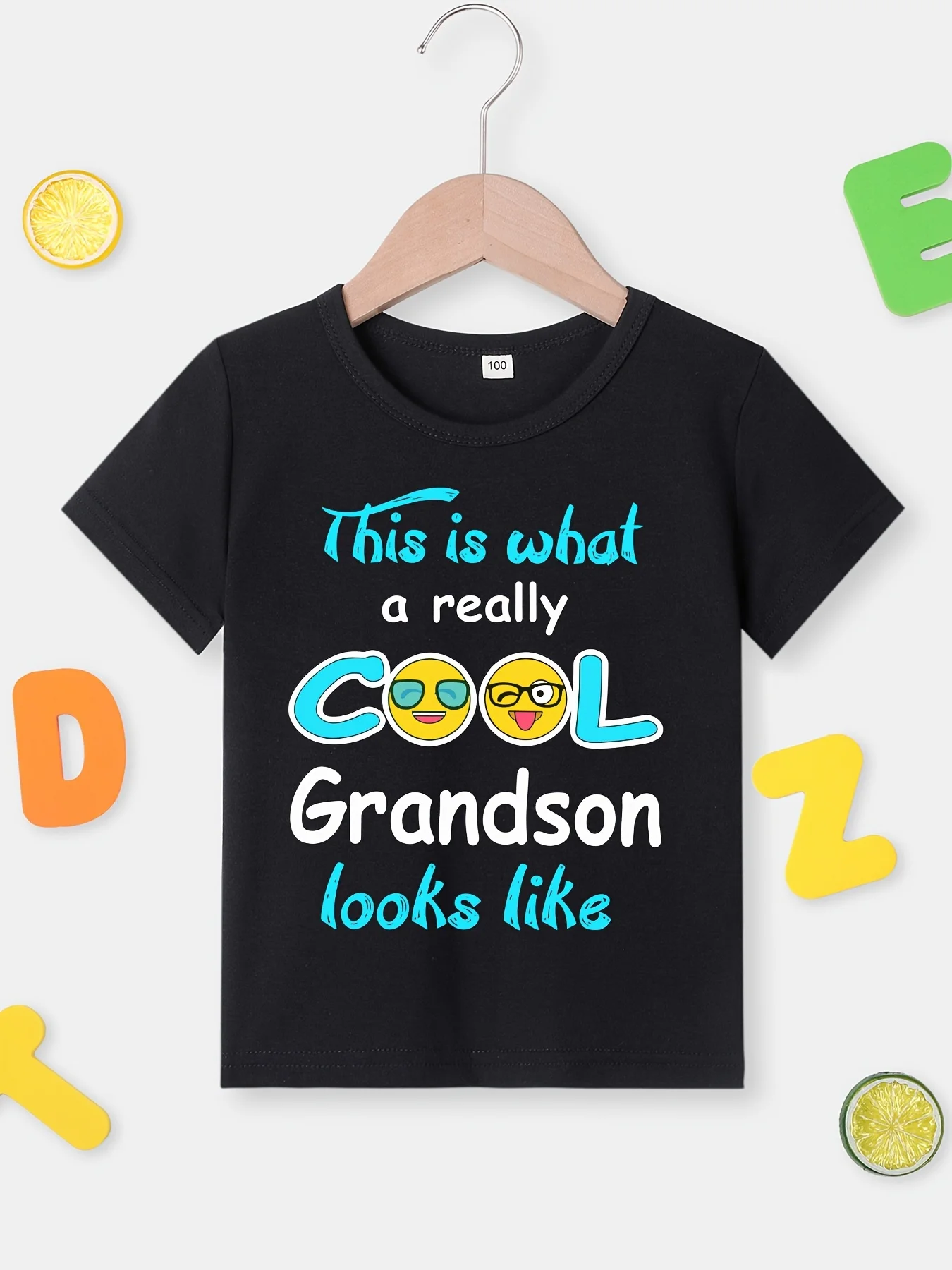 Fashion Children's T-shirt This Is What A Really Cool Grandson Looks Like Letter Printed Cute T-shirt Casual Parent-child Top