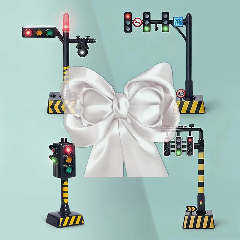 

New Mini Traffic Signal Light Toy Model Simulation Road Sign Scene LED Kid Traffic Safe Education Learning Toy Car Accessories