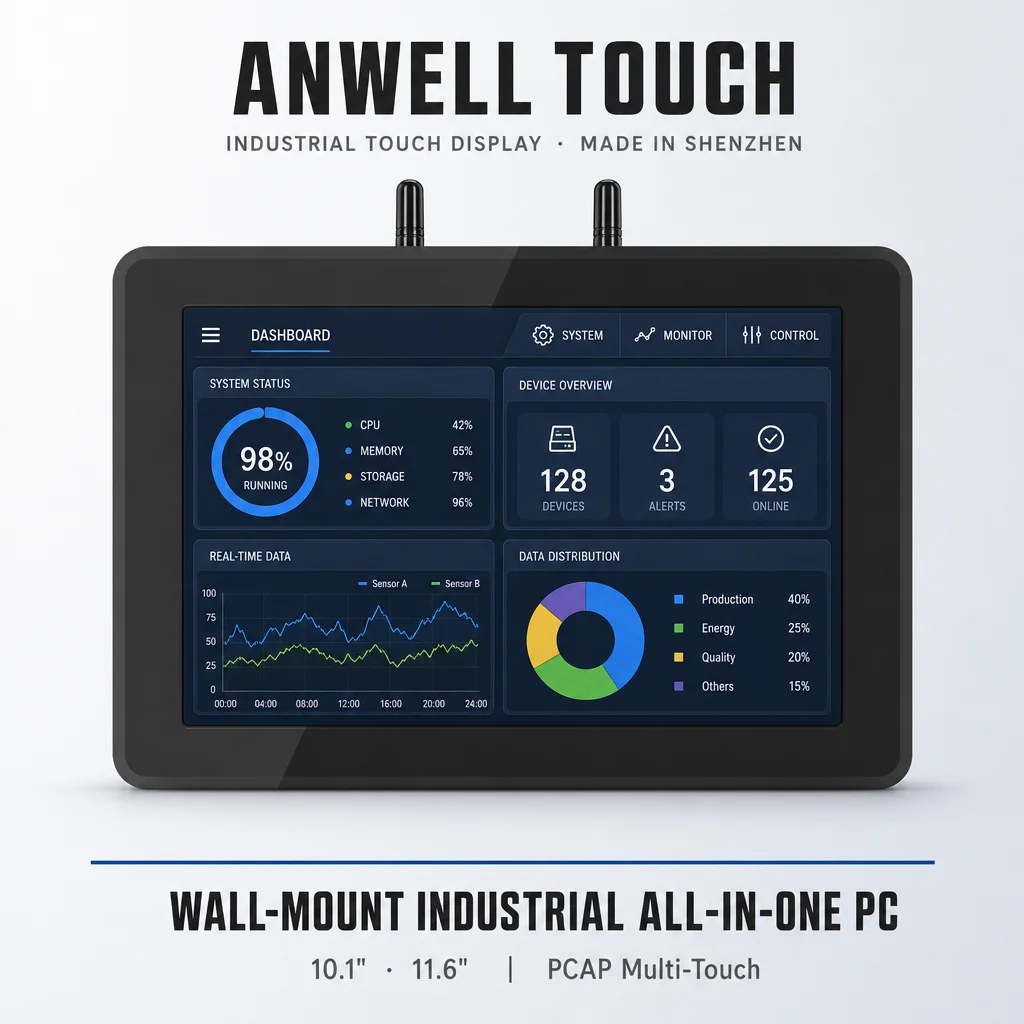 IP65 Waterproof 10.1 Inch Wall Mount Industrial All in One PC Touch Panel PC Industrial HMI Monitoring and Equipment Operation