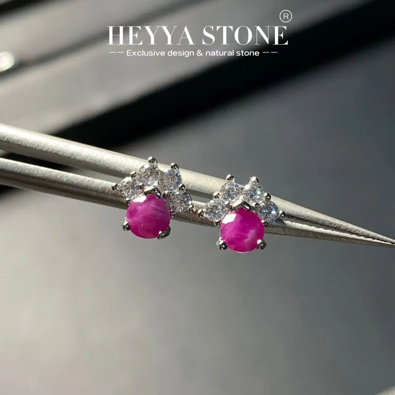 HEYYA STONE Oval Natural Ruby Stud Earrings For Women stainless steel Simple Fine Jewelry Stone Gemstone Classic Style