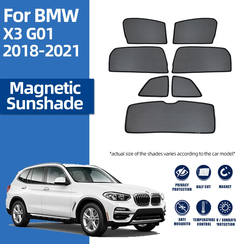 

For BMW X3 G01 IX3 2017-2024 Magnetic Car Sunshade Shield Front Windshield Curtain Rear Side Baby Window Sun Shade Visor