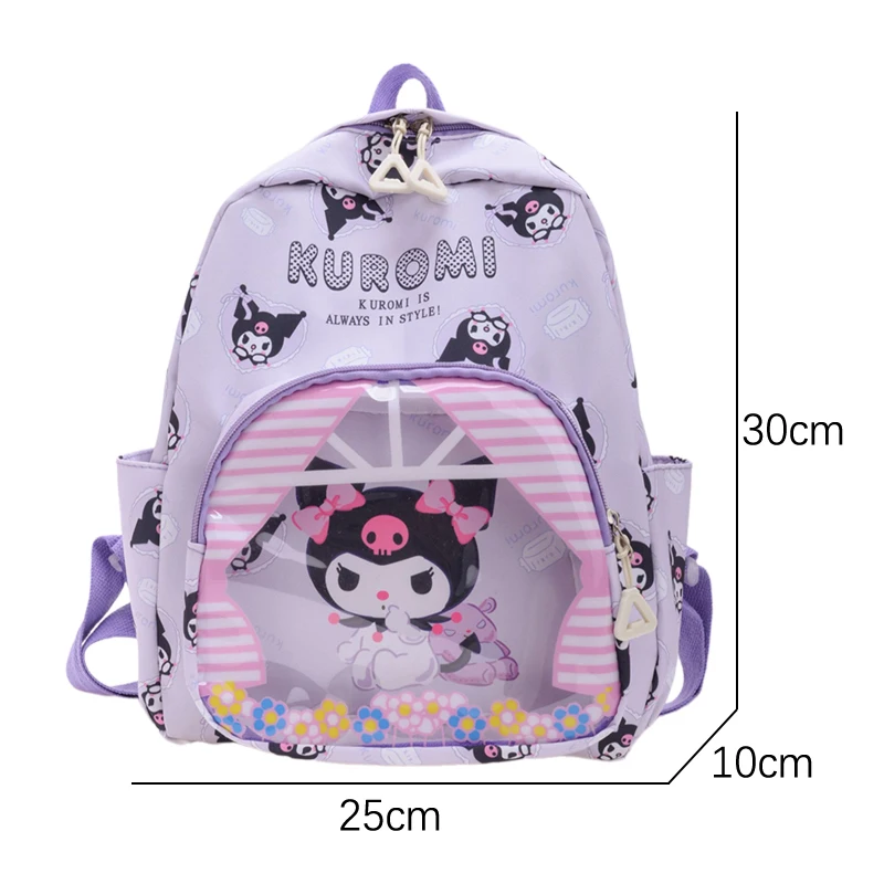 Mochila Kawaii de dibujos animados Sanrio Melody Kuromi Cinnamoroll, bolso escolar de moda para niños, bolsos de hombro de alta capacidad, regalos