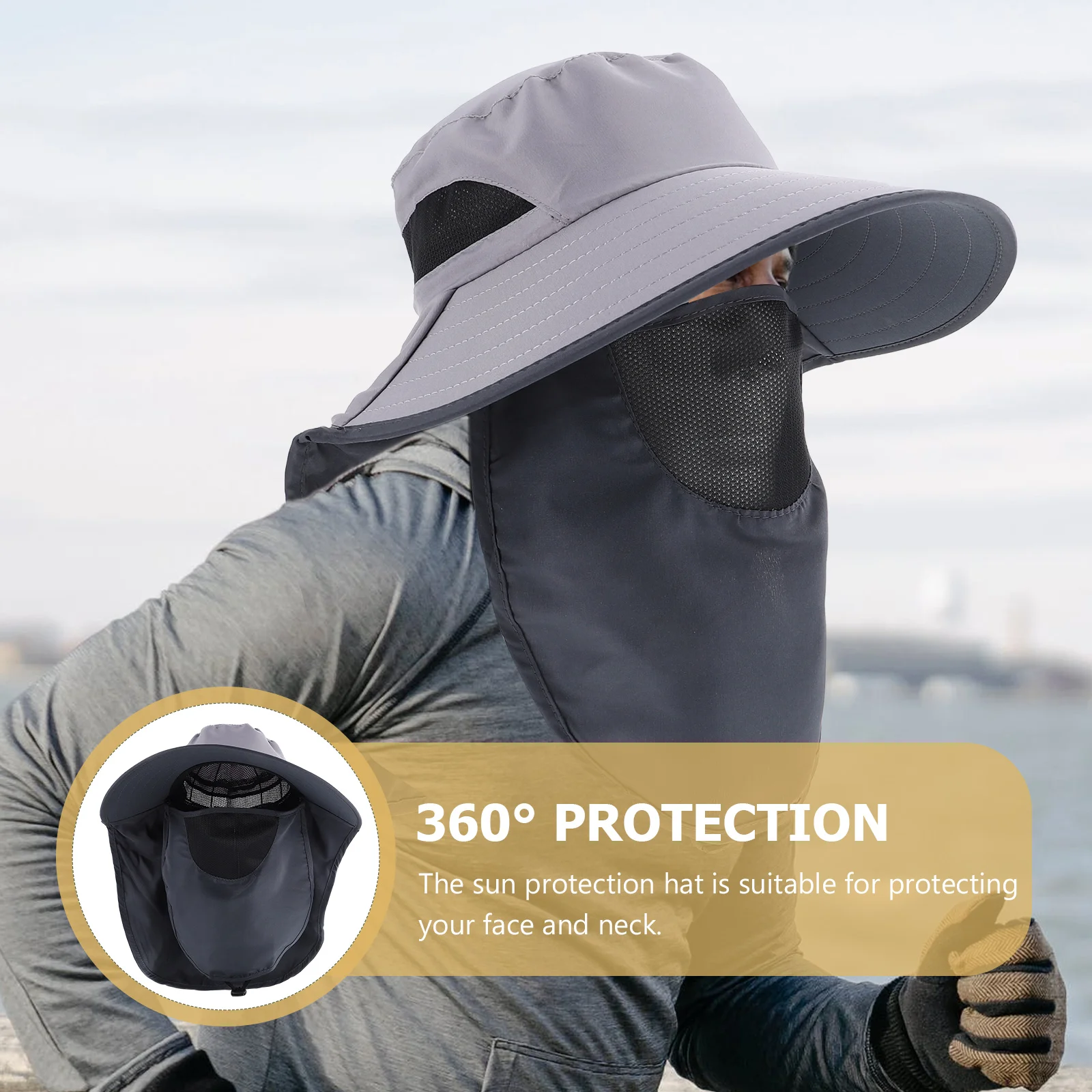 

Sun Protection Cap Hat Wide Brim Bucket Wide-brimmed Easy to Wear for Cotton Hiking Men Headwear Take off