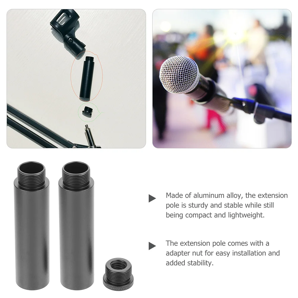 

1 set Microphone Stand Extension Tube Aluminum Alloy For Xlr Cable Clearance Compatible With Desk Stands Boom Arms Mic Accessory