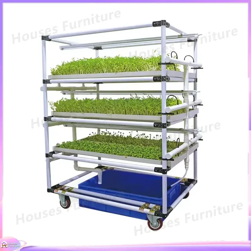 Vertical Hydroponic Growing System Mobile Plant Stand Rack Microgreens Herb Garden Indoor Outdoor Vegetable Flower Pot Shelf