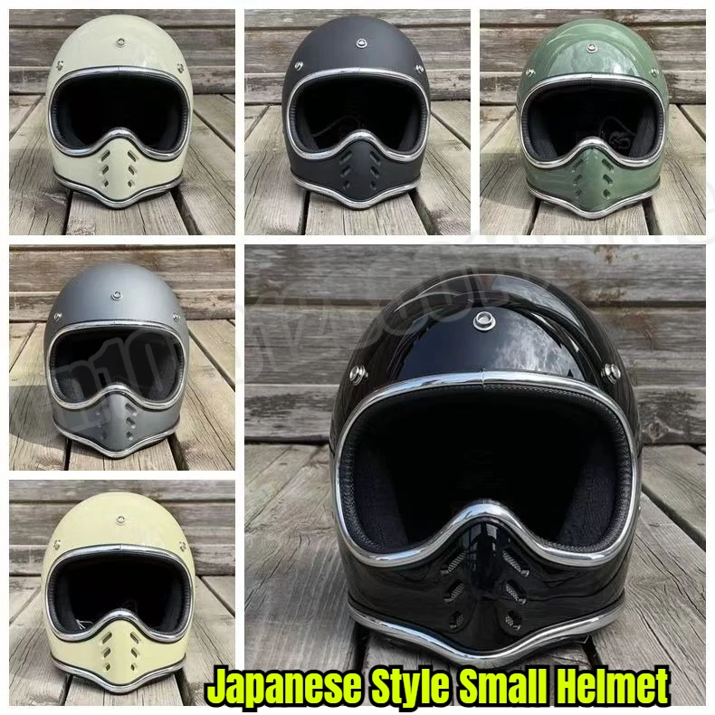 

Japanese Style Small Helmet Cruise Helmet Retro Motorcycle Scooter Fiberglass Four Season Space Full Helmet