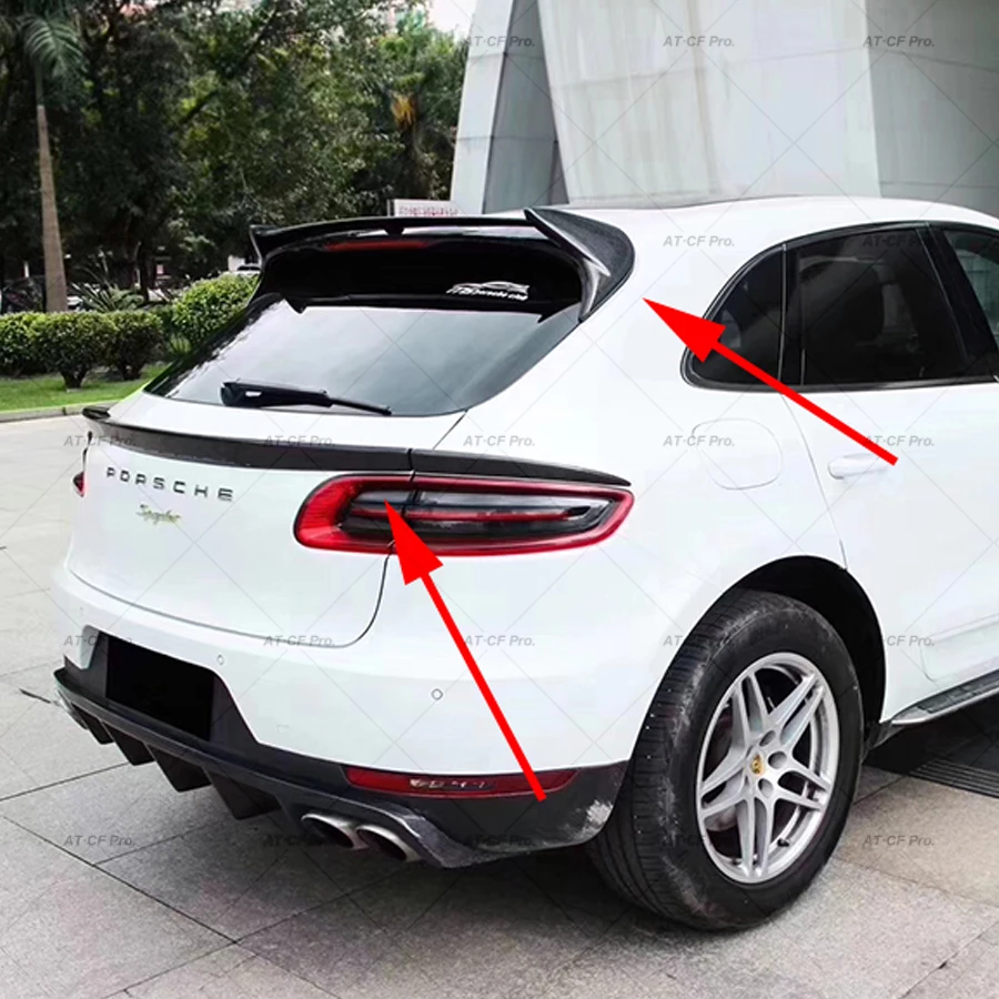 Macan Real Carbon Fiber Rear Roof Trunk Spoiler Boot Middle Wings Car Styling for Porsche Macan Spoiler 2014 2015 2016 2017 2018