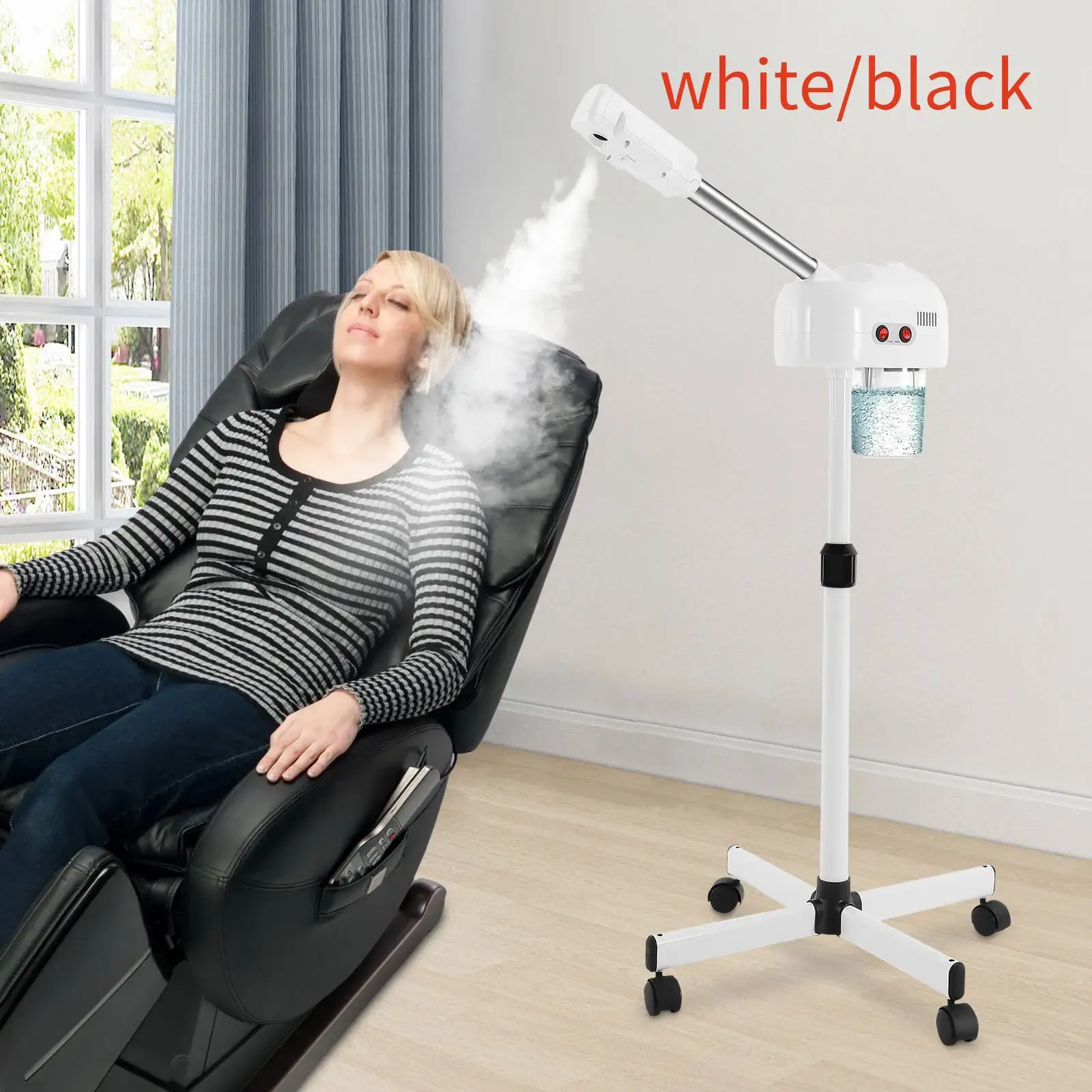 

Озоновый паровой аппарат для лица 800 Вт, аппарат для ухода за кожей с регулируемой высотой 44-52 дюйма, 360° ° Вращающаяся насадка для глубокого очищения и увлажнения