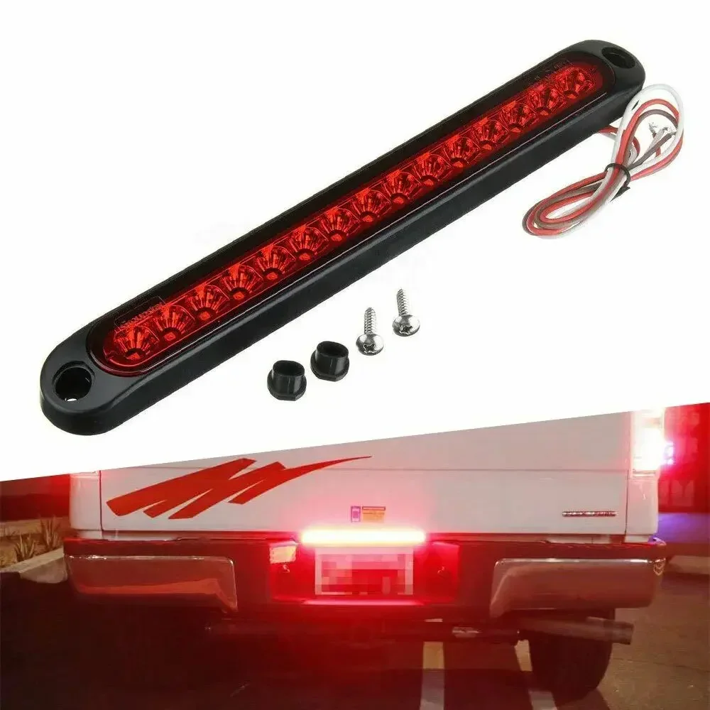 12V 15LED Taillights Car 24v Truck RV Van Bus Rear Tail Trailer Lights Car Truck Trailer Bus Stop Rear Tail Brake Light Bar Red