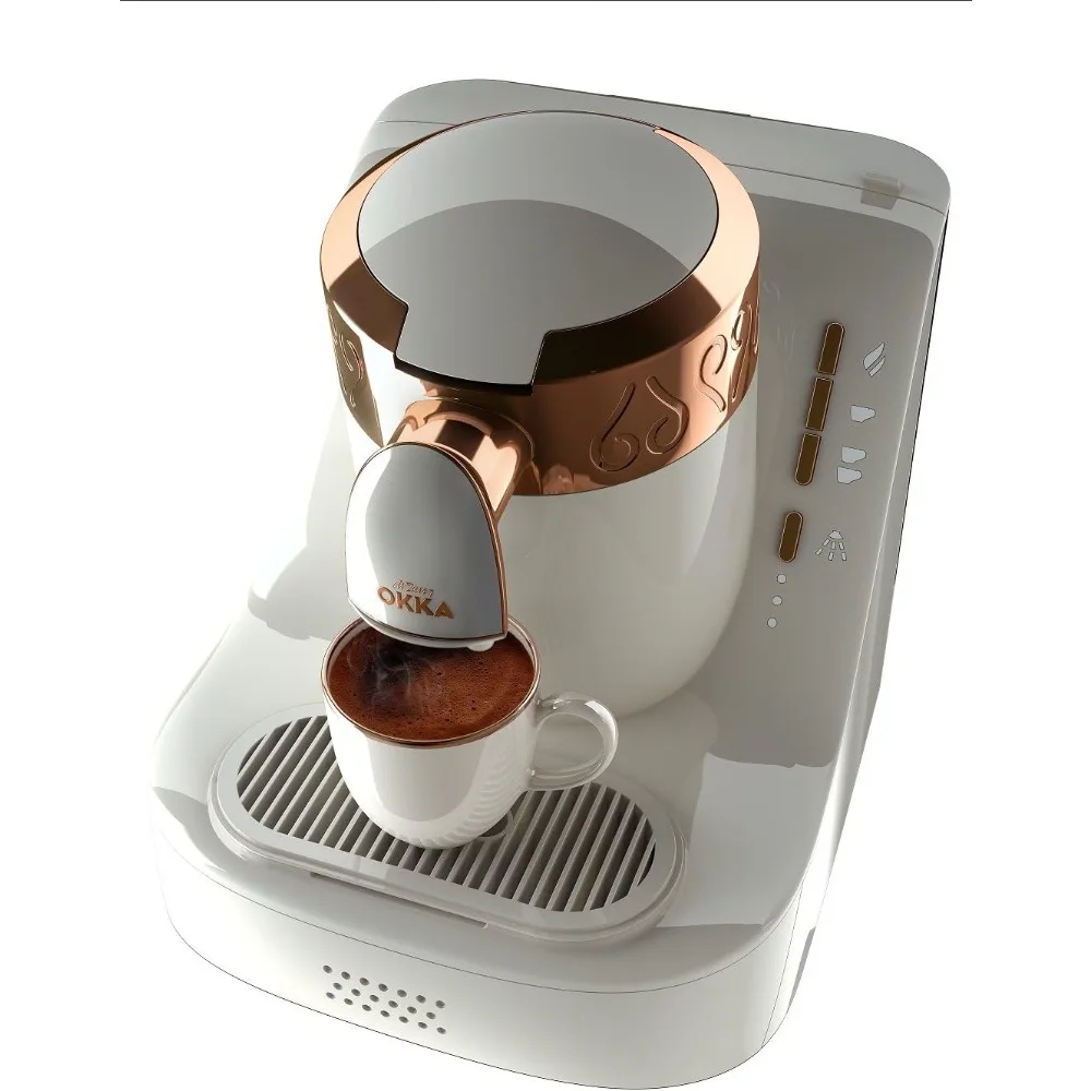 Okka Automatic Turkish/Greek Coffee Machine, USA 120V, UL, White/Gold, medium