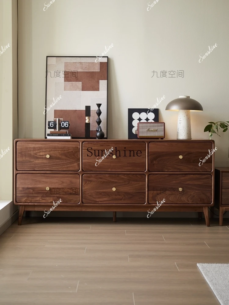 

North American Black Walnut Bedroom Simple Drawer Storage Cabinet FT