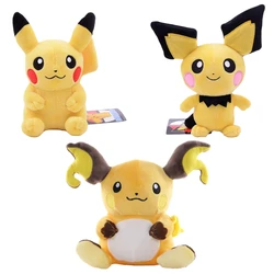 20cm Pokemon Pikachu Pichu Raichu Cartoon Anime Figure Filling Plush Toy Model Doll Pendant Cute Pendant Toy Girl Kids Xmas Gift