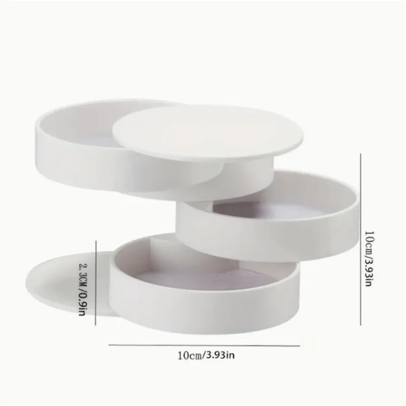 Rotating 3-Tier Jewelry Organizer with Dustproof Cover - Compact Desktop Storage for Accessories