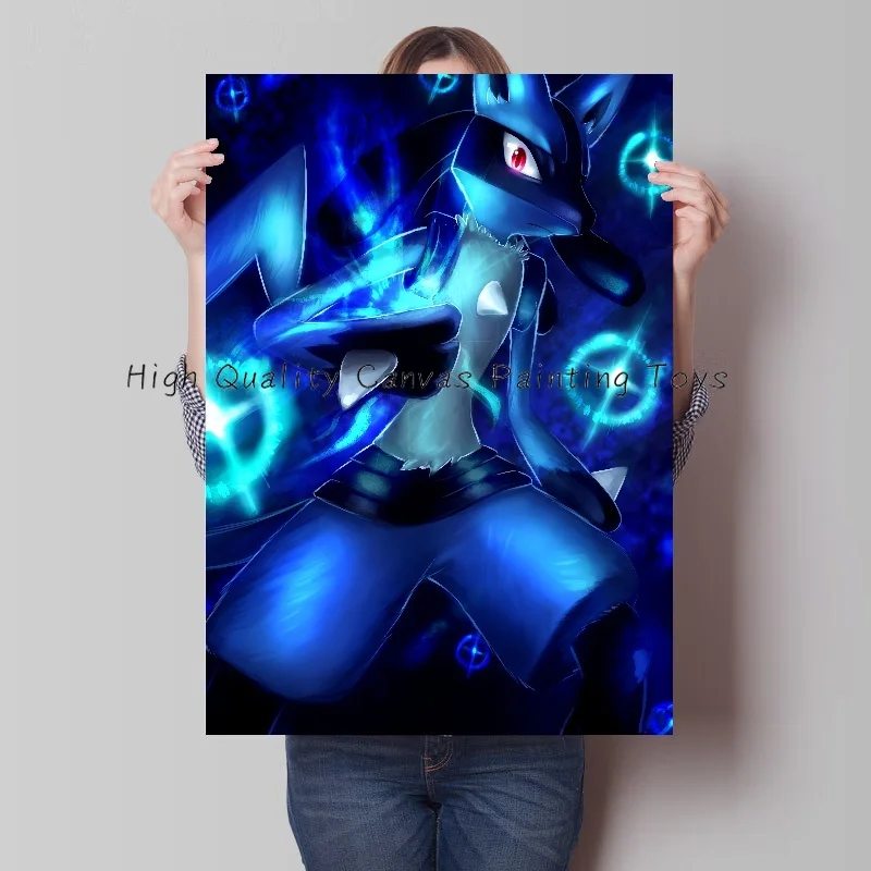 Personalised Lucario Riolu Anime Figures Vintage Abstract Poster Pokemon Art Background Wall Mural Home Room Decor Child Gifts