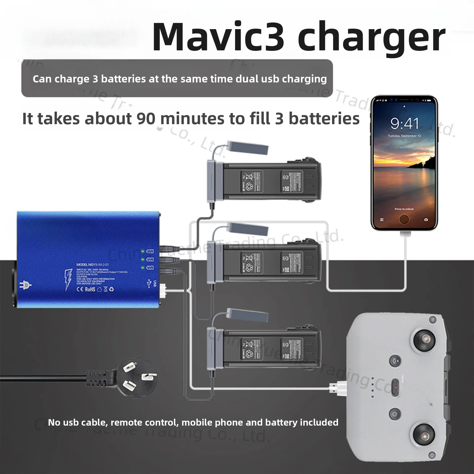 

Зарядное устройство MAVIC 3, Зарядное устройство из алюминиевого сплава с переключателем для