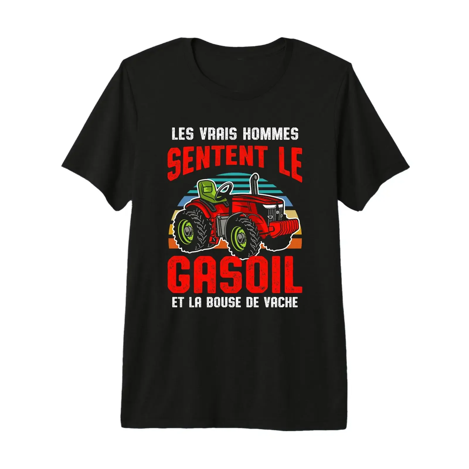 Homme Les Vrais Hommes Gasoil Tracteur Farmer Fermier Cadeau T Shirt Haut de Gamme vintage Washed fashion Breathable