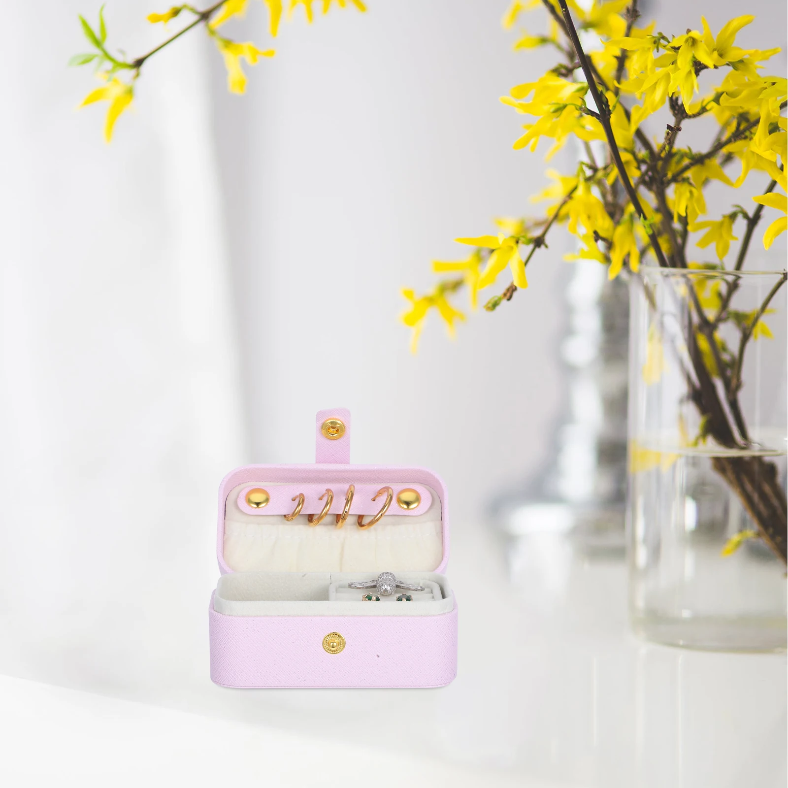 

Travel Jewelry Box Case for Traveling Organizer Mini Ring Holder Accessories Small