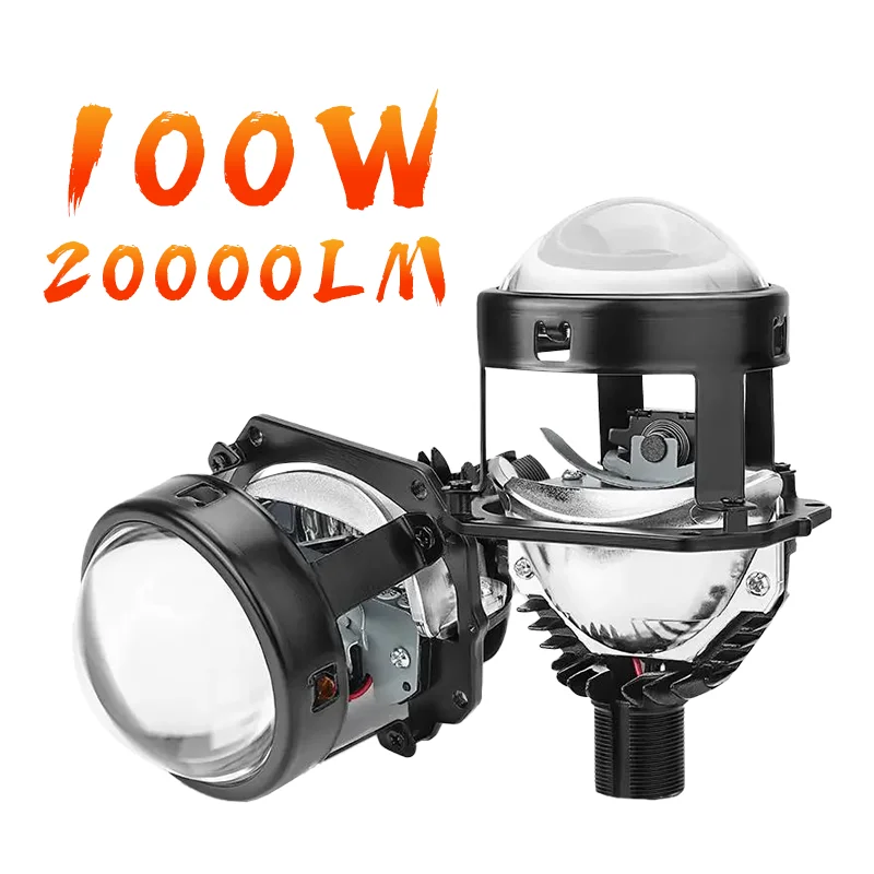 2.5 インチ 100 ワット Bi-Led プロジェクターレンズ Led ライト H4 H7 9005 9006 車のヘッドライト電球高低ビーム 6000 K ダイオードターボ H7 チューニング