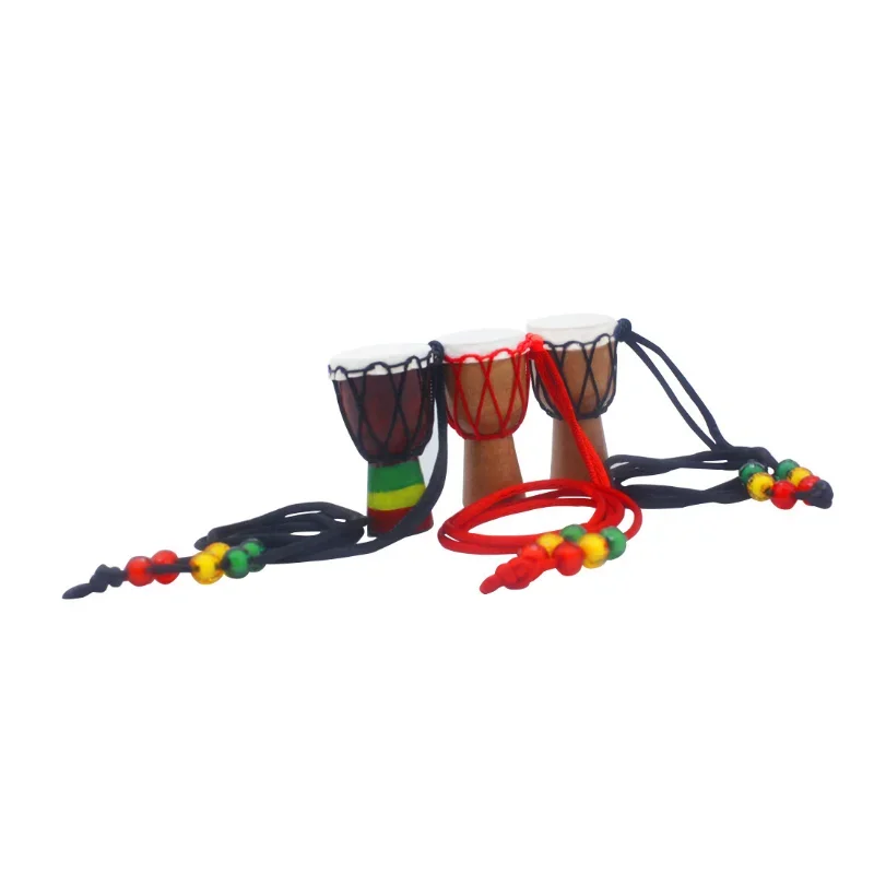 Dejembe collar de Tambor Africano hecho a mano, accesorios de instrumentos de percusión, Color madera con alambre negro