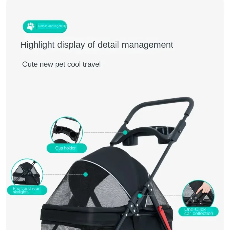 Cochecito para mascotas barato para gatos y perros, cochecito para mascotas para caminar al aire libre 3 en 1 para perros medianos y pequeños, 85x42x15,5 cm