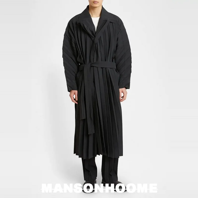 

Miyake Pleated Men's Trench Coat 2025 Spring Summer New Casual Commuter Fold Jacket Solid Personality Original Long Pleat Jacket