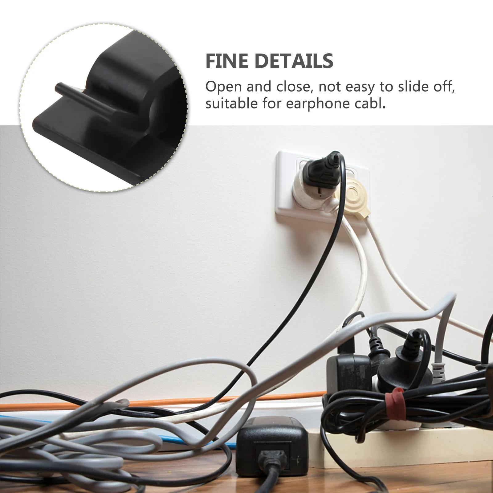 100 قطعة مشابك كابلات ذاتية اللصق من النايلون منظمات سلك تثبيت أبازيم لإدارة كابلات USB للكمبيوتر #3