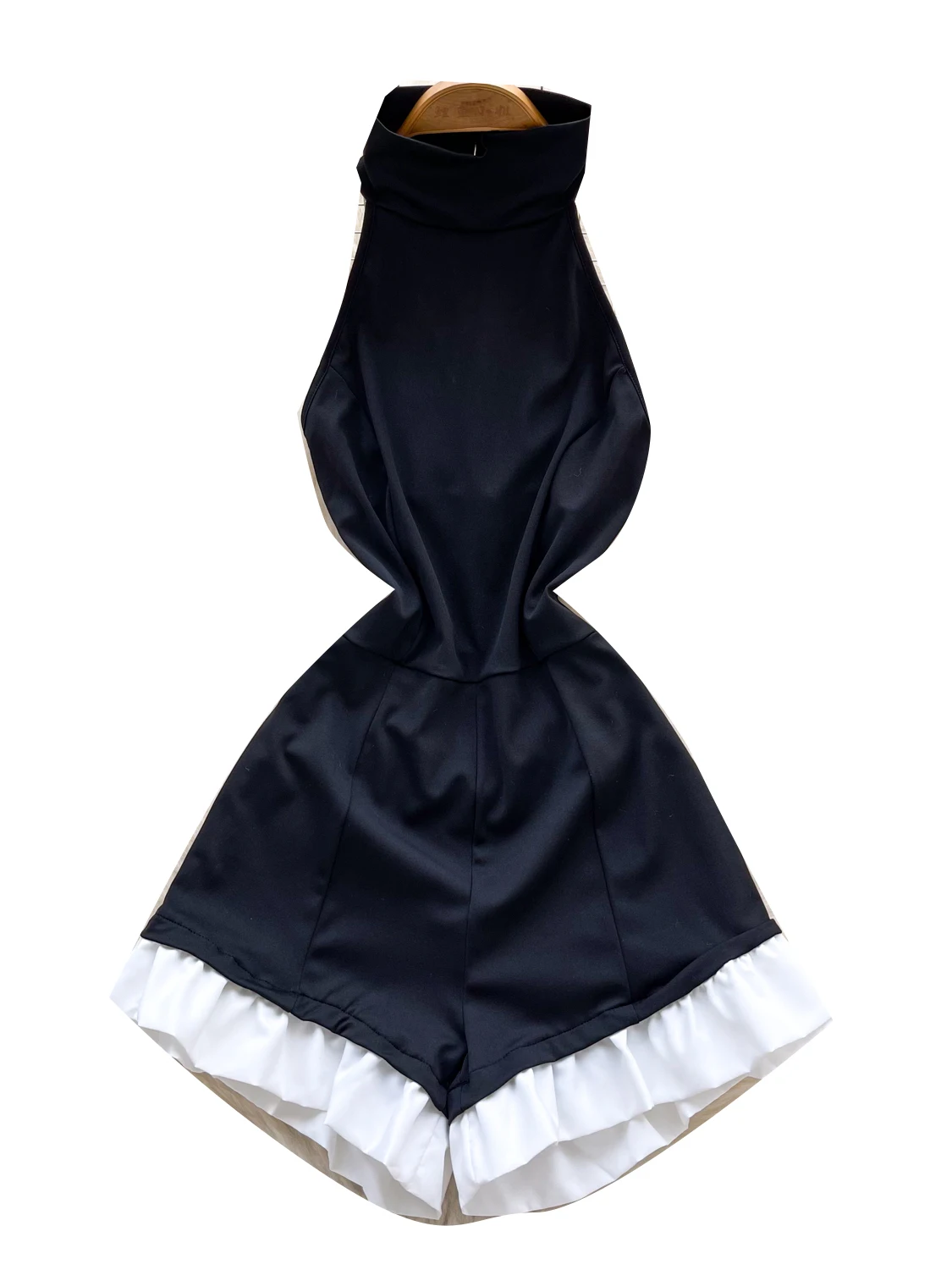 

High-End Sensation Svel Stand Collar Jumpsuit Women's Summer Slim Fit Ba Exposure Color Blo ort Pants