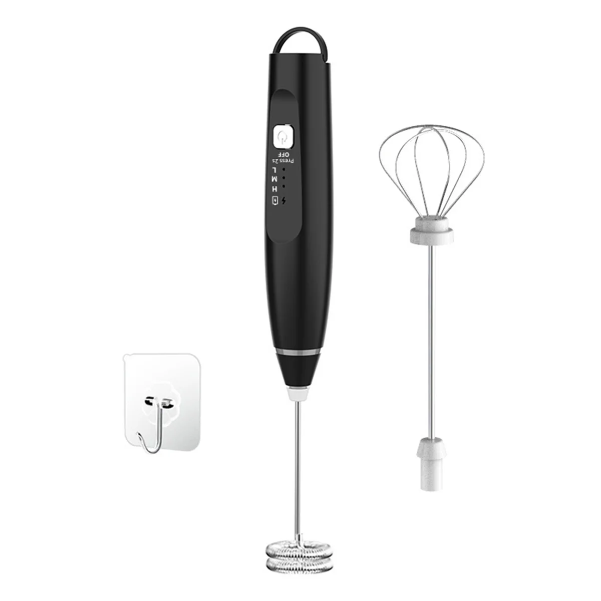 

Milk Frother Mixer Rechargeable Handheld for Coffee with 2 Whisks,USB Electric Hand Blender Stick,3 Speed Frother Wand-B