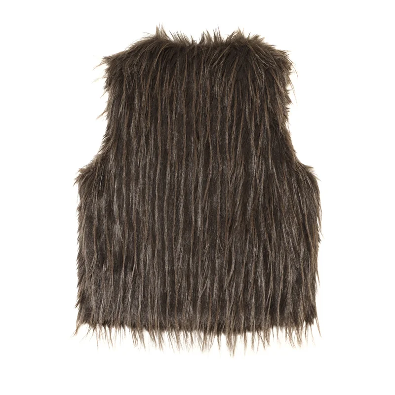 Guobioziy Women's Top 2026 New Style Women's Long Faux Fur Vest Long Fringed Fur Fabric Strong Style Eye-Catching