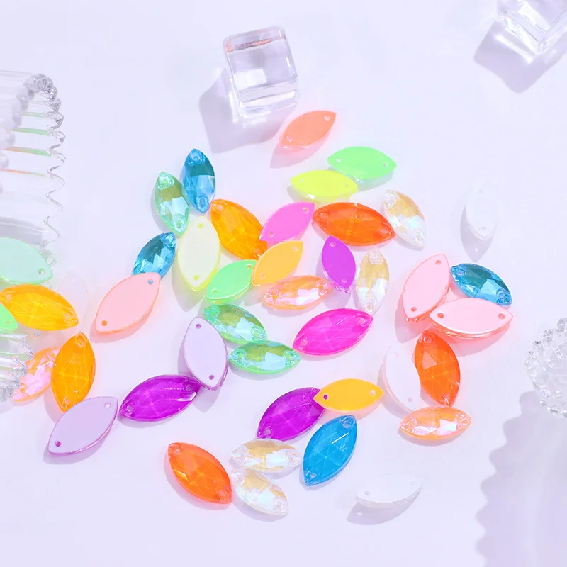 

Neon Horse Eye Shape Sew On Rhinestones Glitter Glass Flatback Sewing Crystal Strass стразы для рукоделия