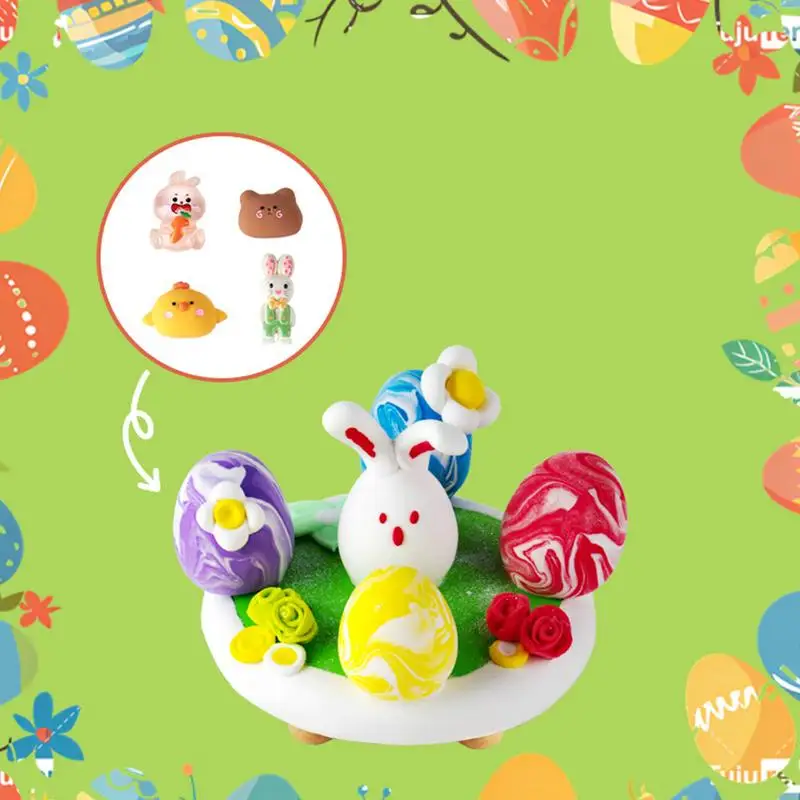 Argile sèche à l'air pour enfants, œufs de pâques pour débutants, pâte à modeler, rassemblement familial, décoration de saison de printemps, fabrication d'art pour garçons et filles