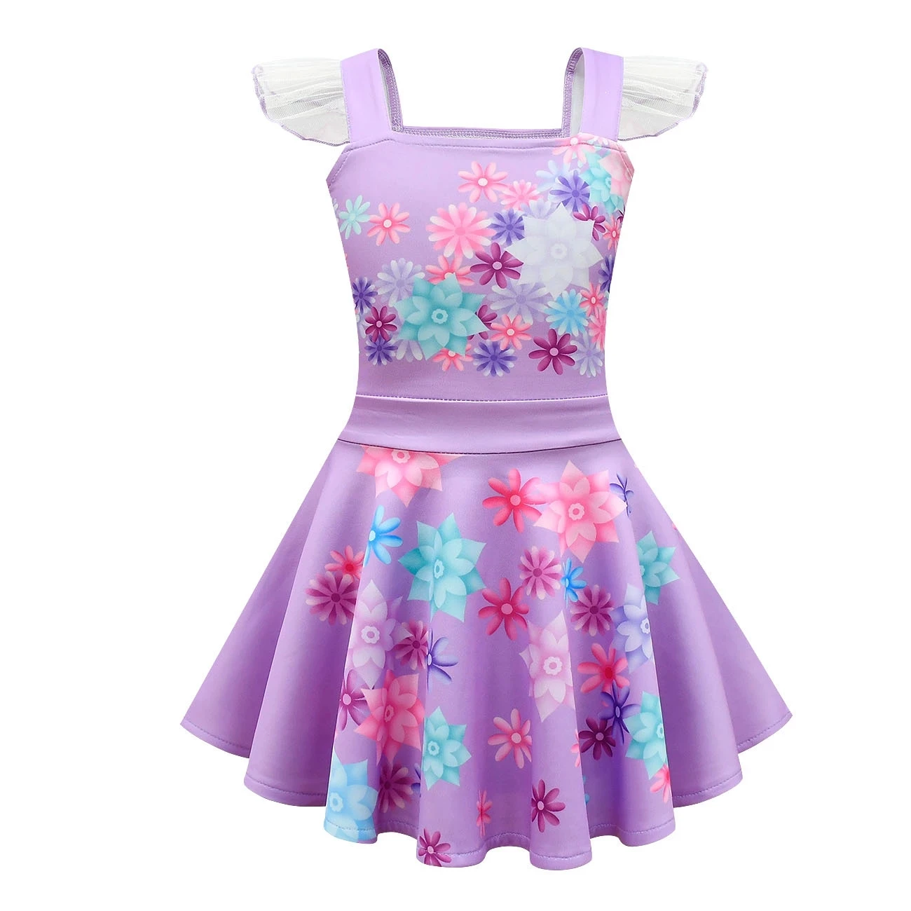 Baby Girls Cartoon Encanto Mirabel Isabel Summer Princess Dress Up Short Sleeve Dress Kids Birthday Cospaly Costume Clothing