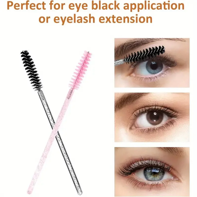 100개의 아이 블랙 눈썹 브러쉬 세트는 방수 기능이 없으며, 아이섀도우 및 마스카라 연장 도구에 적합하며, 탄성 섬유가 없습니다.