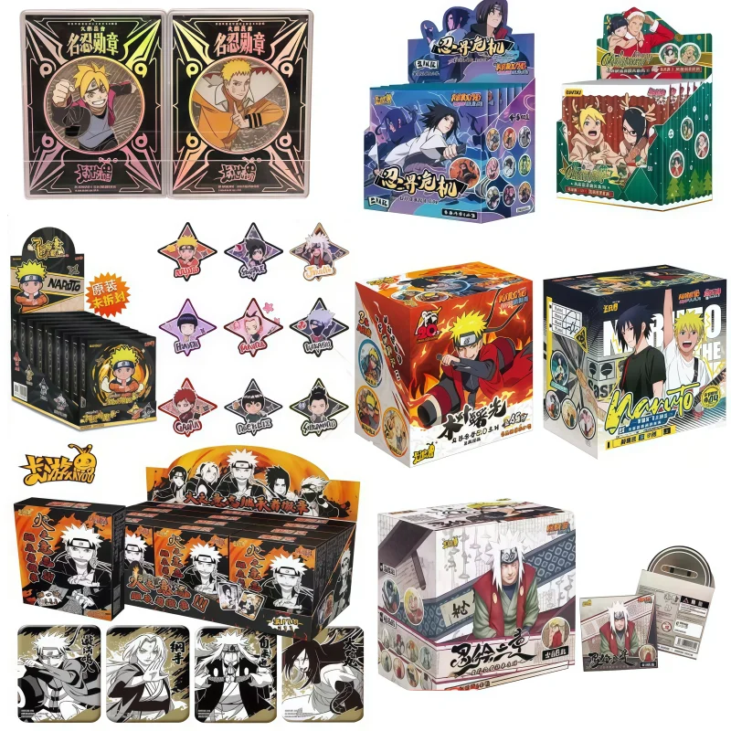 

New KAYOU Anime Naruto Wood Leaf Dawn Badge Full Set Of Tinplate Badge Card Birthday Gift Naruto Card Box