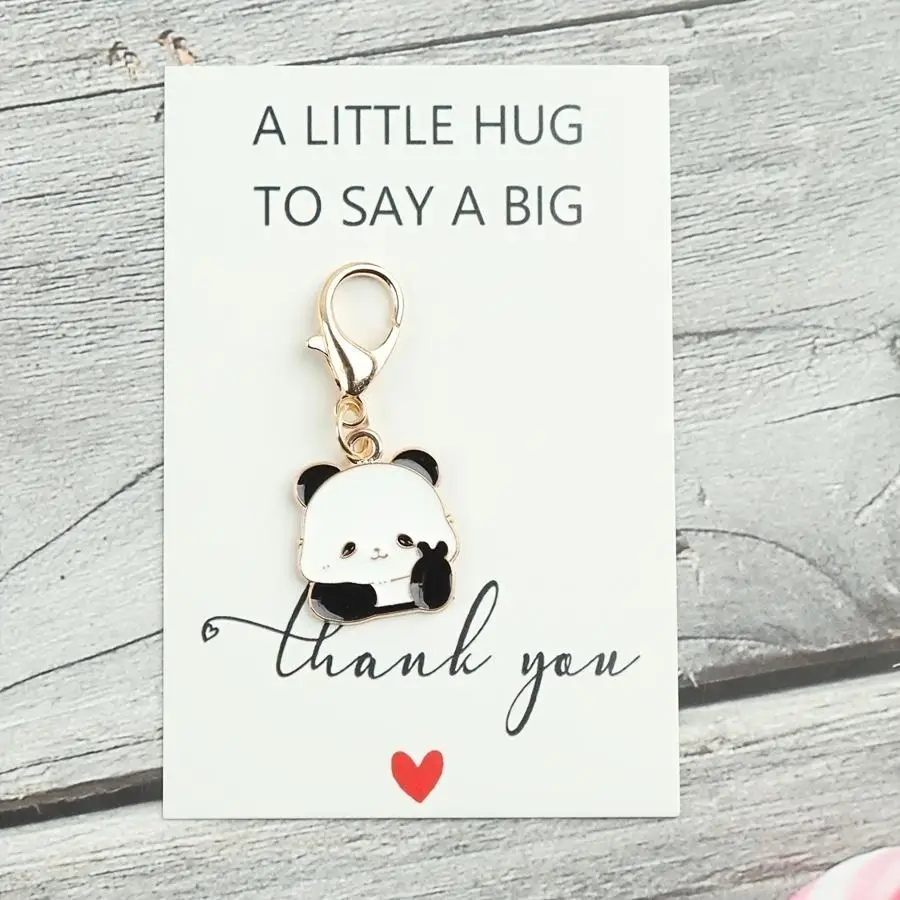 1/5/10/20/50/100pcs /s/s Cute Little Panda Keychain, with a Thank You Greeting Card. Adorable Cartoon Panda Paired with an Encou