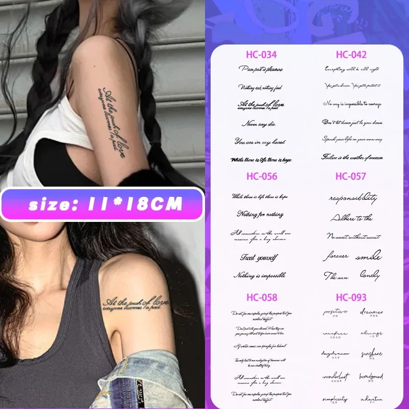 

lasting 15DAYS waterproof Sentence pattern temporary tattoo stickers realistic semi-permanent fake tattoos for the arms